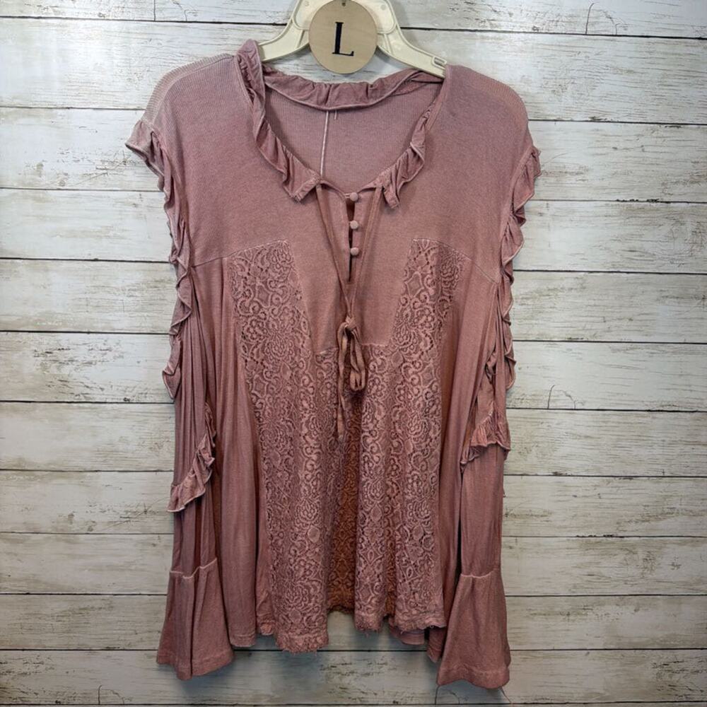 POL Dusty Rose Ruffle Tunic Top